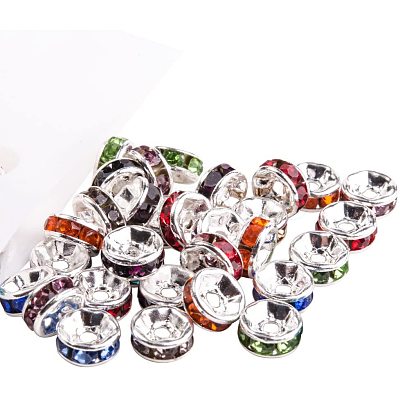 Rondelle Brass Rhinestone Spacer Beads RB-PH0001-06S-NF-1