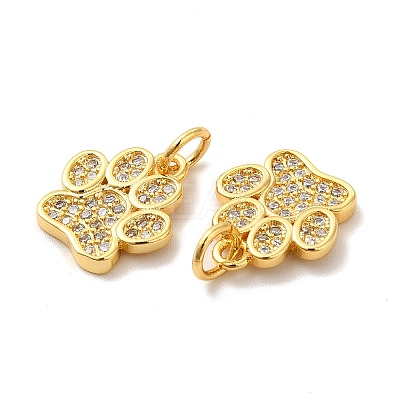 Rack Plating Brass Micro Pave Cubic Zirconia Charms KK-F851-07G-1