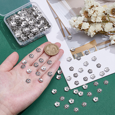 500Pcs Tibetan Style Alloy Flower Bead Caps TIBE-UN0001-15-1