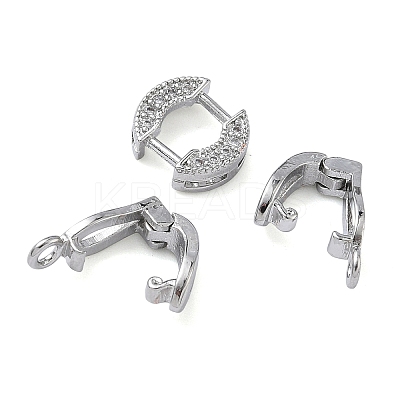 Ring Brass Micro Pave Clear Cubic Zirconia Fold Over Clasps KK-Z143-18P-1