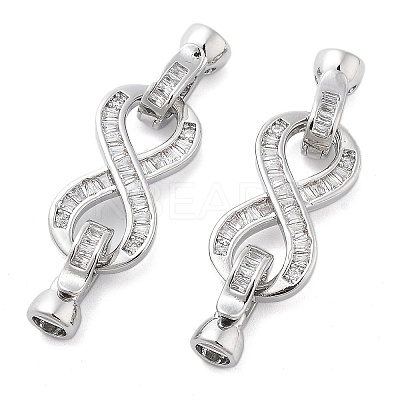 Brass with Clear Cubic Zirconia Fold Over Clasps KK-Z080-04P-1