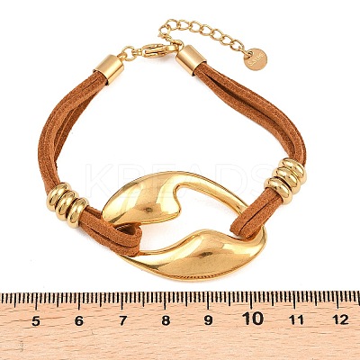 Velvet Cord & 304 Stainless Steel Charms Bracelets BJEW-H638-04G-1