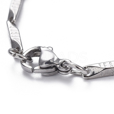Tarnish Resistant Unisex 304 Stainless Steel Bar Link Chain Bracelets BJEW-L637-38A-P-1