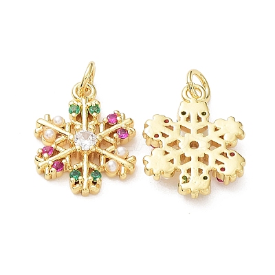 Brass & Cubic Zirconia & Plastic Imitation Pearl Pendants KK-G469-03G-1