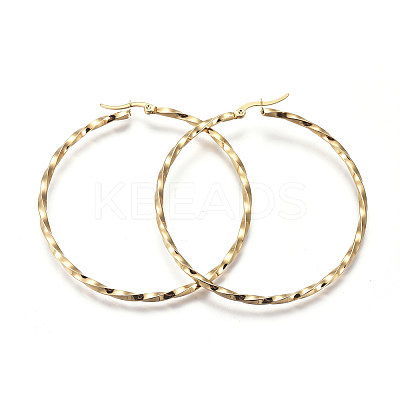 201 Stainless Steel Big Hoop Earrings LS-EJEW-A054-06A-G-1