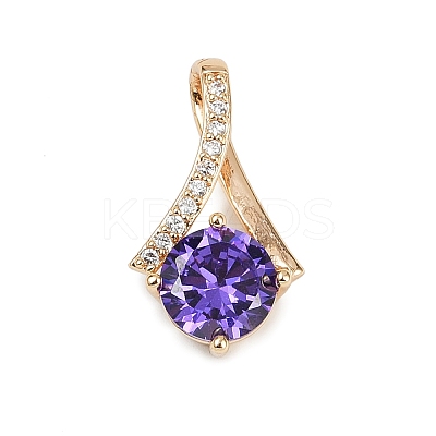 Brass Micro Pave Cubic Zirconia Pendants KK-E795-22KCG-02-1