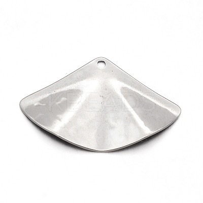 Tarnish Resistant Carved 304 Stainless Steel Fan Pendants STAS-N073-10-1