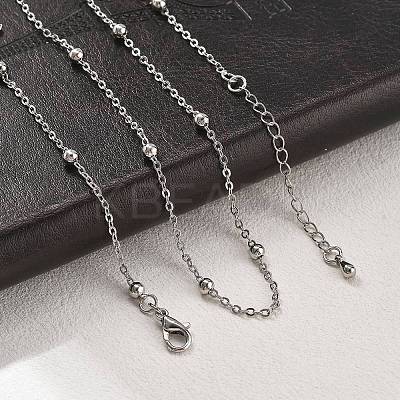 Brass Satellite Chains Necklaces for Women NJEW-D302-28P-1
