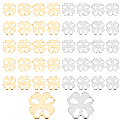 40Pcs 2 Colors 304 Stainless Steel Cabochons STAS-DC0001-21-1