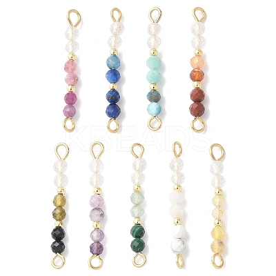 9Pcs 9 Styles 3MM Natural Mixed Gemtsone Faceted Round Beaded Links Connector Charms PALLOY-JF03530-S-1