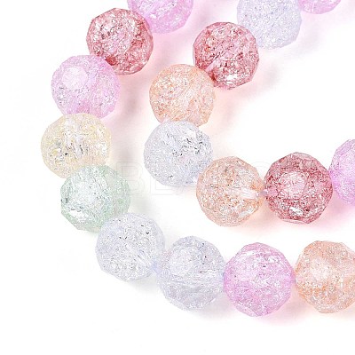Transparent Crackle Glass Beads Strands GLAA-N053-8mm-01-1