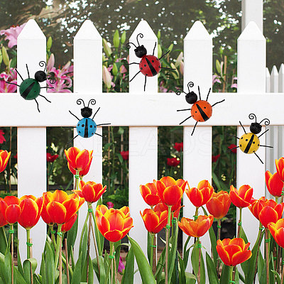 5Pcs 5 Styles Iron Ladybug Wall Decoration DJEW-GL0001-04-1