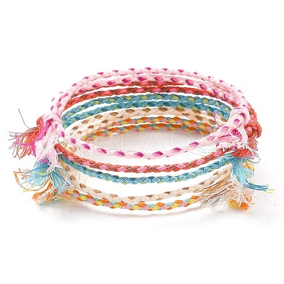 5Pcs 5 Color Macrame Cotton Cord Bracelets Set AJEW-FZ00002-1