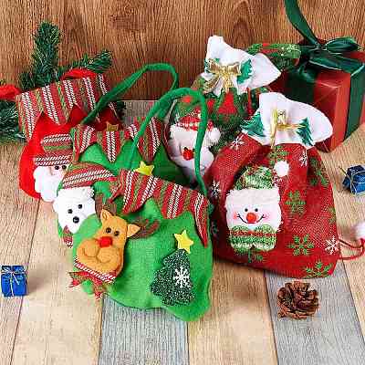 7Pcs 7 Style Christmas Non-woven Fabrics Candy Bags Decorations ABAG-SZ0001-16-1
