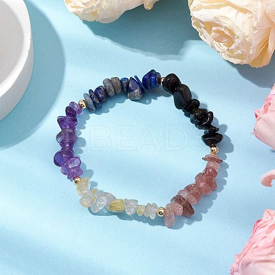 12Pcs 12 Styles Constellations Guardian Gemstone Stretch Bracelets BJEW-JB11108-1