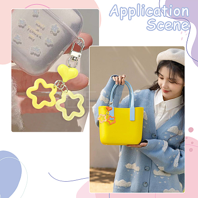 7Pcs 7 Colors Star & Heart Resin Pendant Decorations HJEW-SP0001-28-1