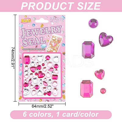 6 Cards 6 Colors Acrylic Rhinestone Stickers STIC-GA0001-02-1