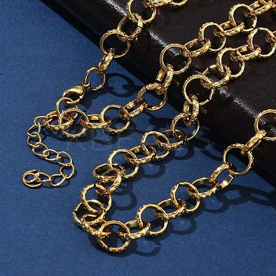 304 Stainless Steel Textured Rolo Chain Necklaces for Women NJEW-U050-01G-1