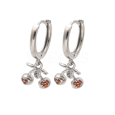 Brass Cubic Zirconia Hoop Earrings EJEW-Q015-01P-B-1
