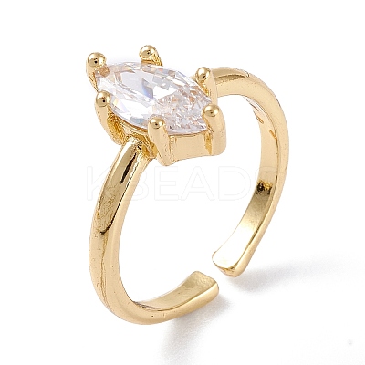 Brass Micro Pave Cubic Zirconia Cuff Rings RJEW-M138-15G-A-1
