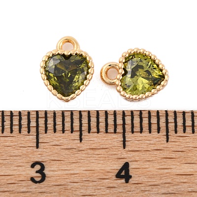 Brass Micro Pave Cubic Zirconia Charms KK-Z066-02G-1