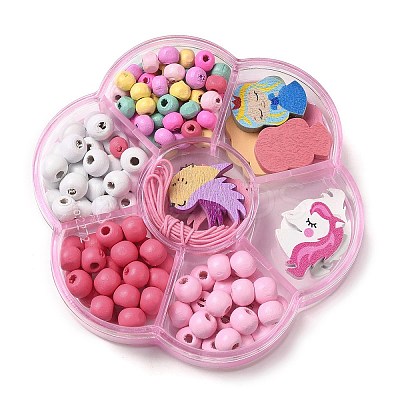 Children's Day Theme Maple Wood Jewelry Set DIY Making Kits WOOD-C006-01X-1