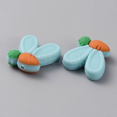 Rabbit Ears with Carrot Food Grade Eco-Friendly Silicone Focal Beads SIL-SZC0003-05E-1