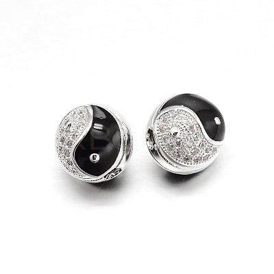 Brass Micro Pave Cubic Zirconia Beads ZIRC-P074-38P-NR-1