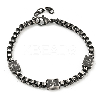 304 Stainless Steel Enamel Box Chain Anchor Link Bracelets for Women BJEW-G717-15B-1