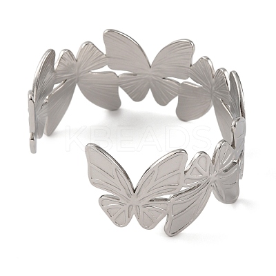 304 Stainless Steel Cuff Bangles for Women BJEW-D048-04P-1