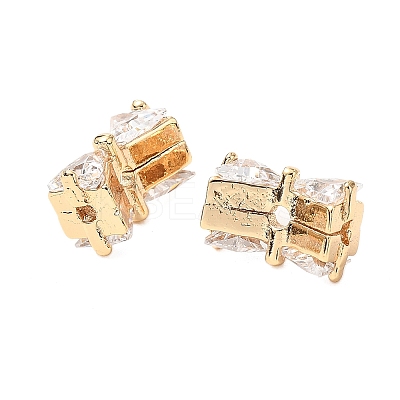 Brass Micro Pave Cubic Zirconia Beads KK-A259-05G-1