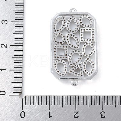 Rack Plating Brass Micro Pave Clear Cubic Zirconia Rectangle Connector Charms KK-A234-035P-02-1