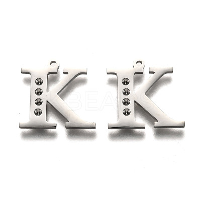 Non-Tarnish 304 Stainless Steel Letter Pendant Rhinestone Settings STAS-Y006-61P-K-1