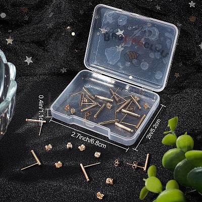 20Pcs Brass Round Bar Stud Earring Findings KK-BBC0004-93-1