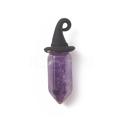 3Pcs Natural Mixed Gemstone Double Terminal Pointed Pendants PALLOY-JF01989-1