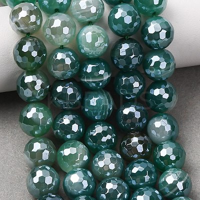 Electroplated Natural Agate Beads Strands G-B191-A07-10mm-09-1