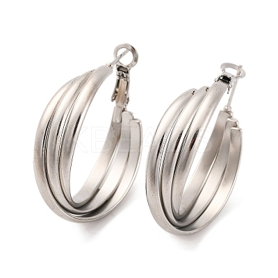 Non-Tarnish 304 Stainless Steel Three Layer Hoop Earrings for Women LS-EJEW-Z057-10P-1