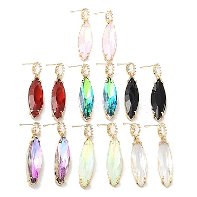 Light Gold Brass Dangle Stud Earrings EJEW-Q800-42KCG-1