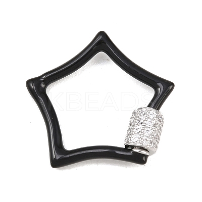 Star Brass Micro Pave Clear Cubic Zirconia Screw Carabiner Clasps KK-B167-01C-P-1