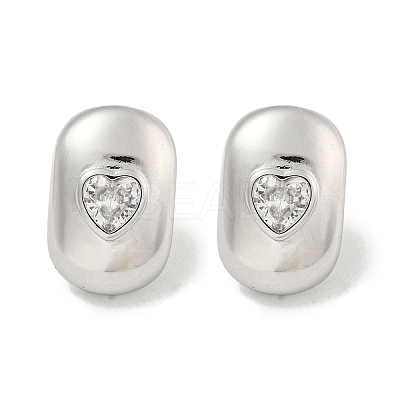 Brass Micro Pave Cubic Zirconia Stud Earrings for Women EJEW-E312-01C-P-1