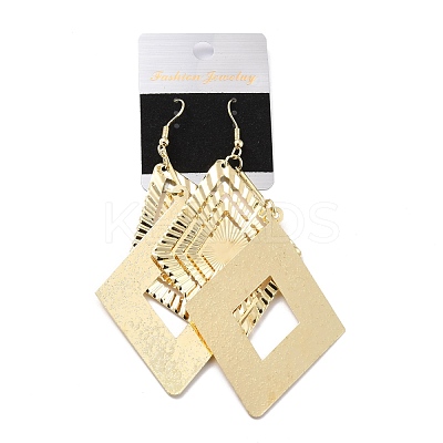 Big Double Rhombus Dangle Earrings for Girl Women EJEW-I258-03G-1