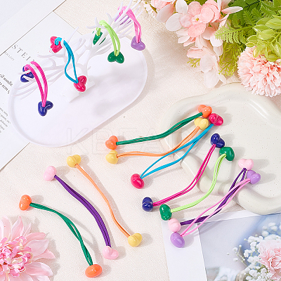 7Pcs 7 Styles Candy Color Acrylic Heart Hair Ties OHAR-CP0001-22B-1