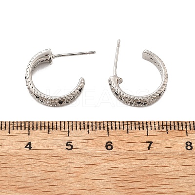 C-Shaped Brass Micro Pave Cubic Zirconia Stud Earrings for Women EJEW-G428-21P-02-1