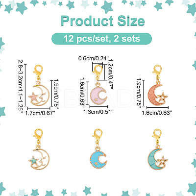 Moon with Star Pendant Stitch Markers HJEW-AB00337-1