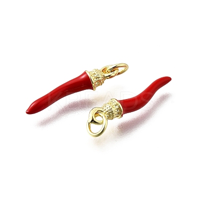 Brass Enamel Pendants KK-Q066-22G-1