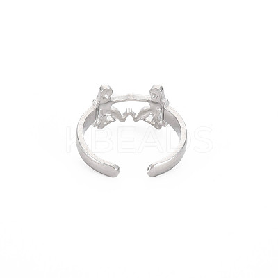 Non-Tarnish 304 Stainless Steel 12 Constellations/Zodiac Signs Open Cuff Ring for Women RJEW-S405-156P-F-1