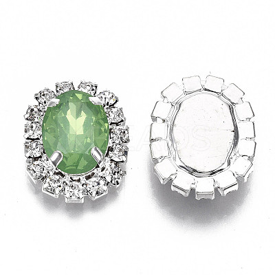 Resin Rhinestone Cabochons with Crystal Rhinestone and Brass Findings RB-S066-22S-1
