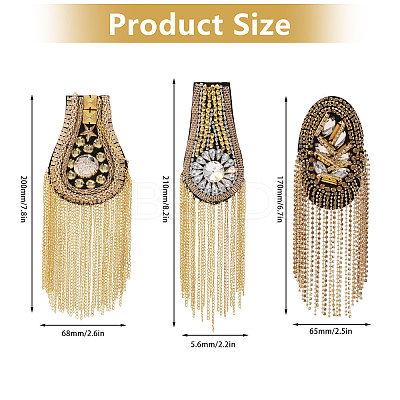 6Pcs 3 Styles Fashionable Tassel Epaulettes AJEW-GL0002-25-1