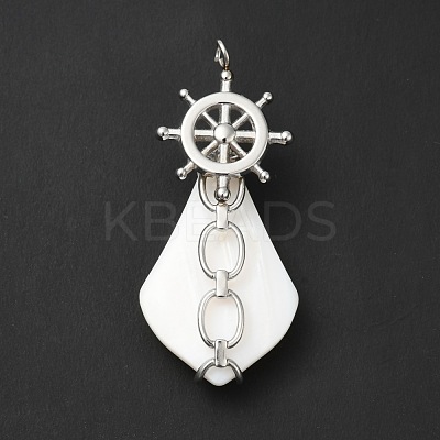 Natural White Shell Pendants SSHEL-G025-03P-1