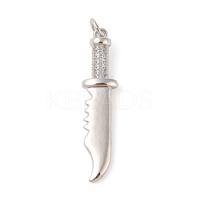 Brass Micro Pave Clear Cubic Zirconia Pendants ZIRC-C010-01P-1